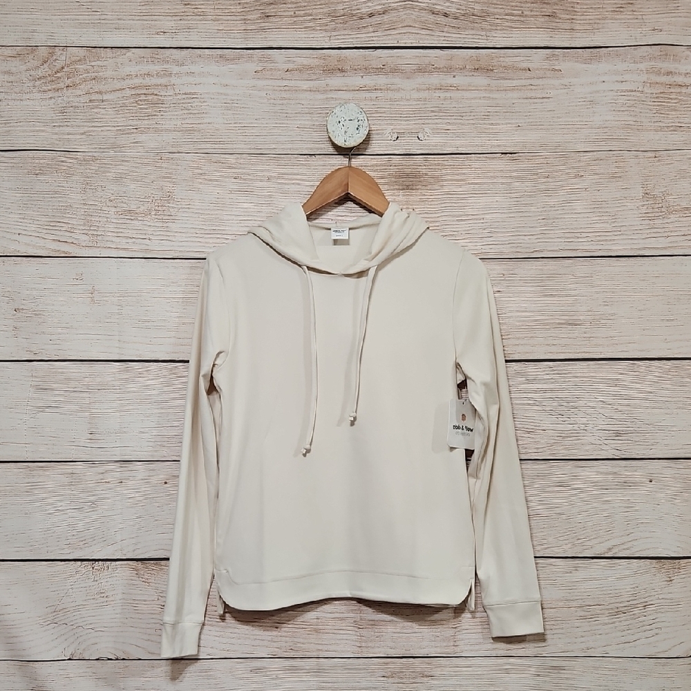 Ebb & Flow Athleisure Cream Long Sleeve Butter Soft Hoodie Top Small